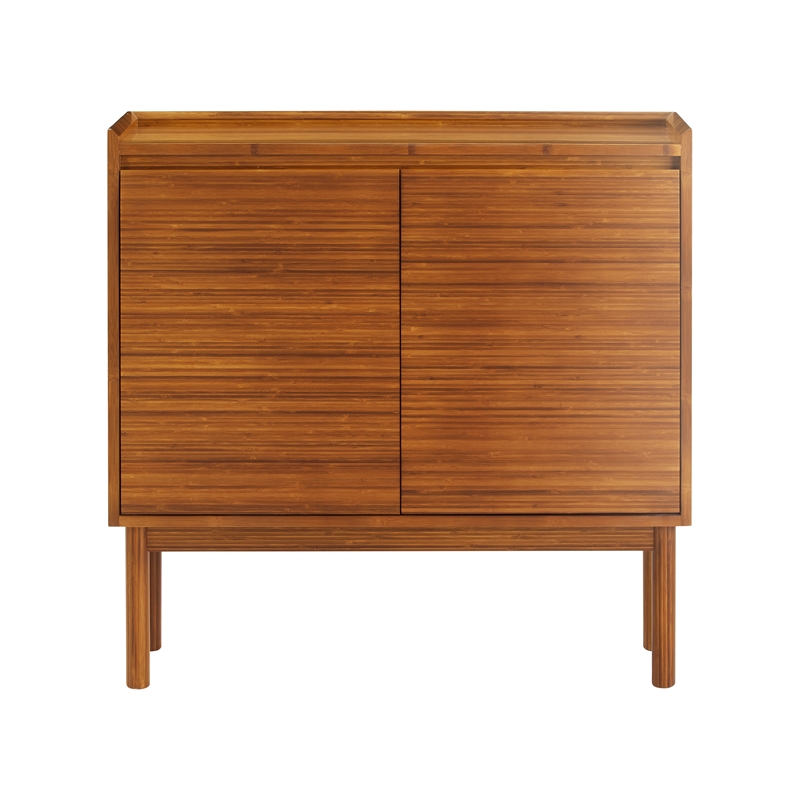 Maklaine Mid-Century Solid Amber Bamboo Console in Copper Finish