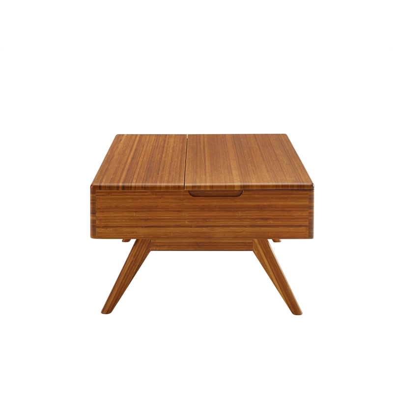 Maklaine Lift Top Bamboo Storage Coffee Table in Copper Finish