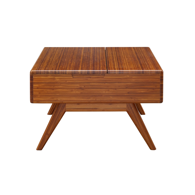 Maklaine Lift Top Bamboo Storage Coffee Table in Copper Finish