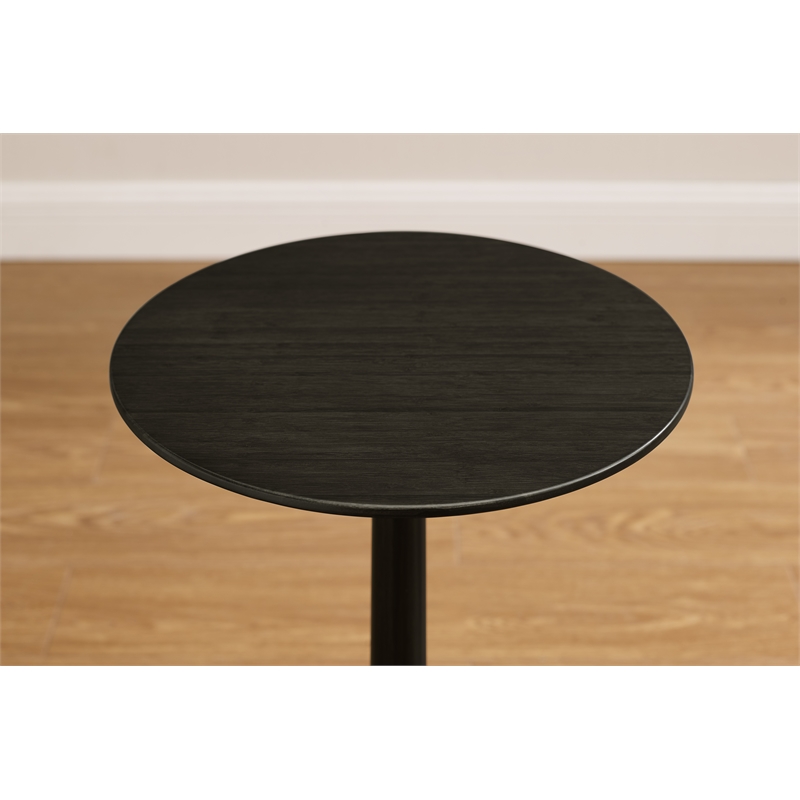Maklaine Solid Moso Bamboo Side Table with Caviar Stain in Charcoal