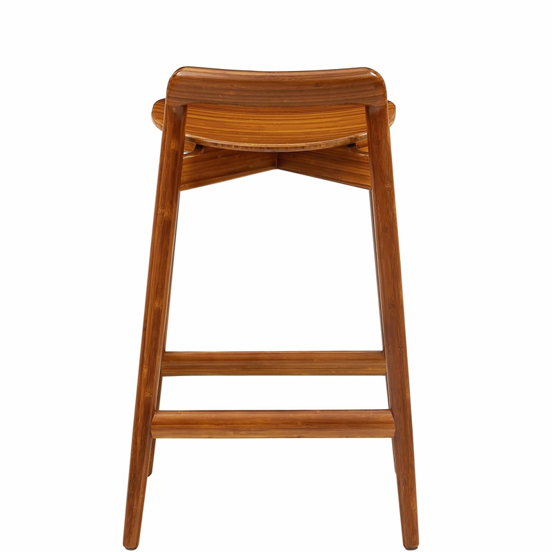 Maklaine Set of 2 Premium Bamboo Counter Height Stools in Copper