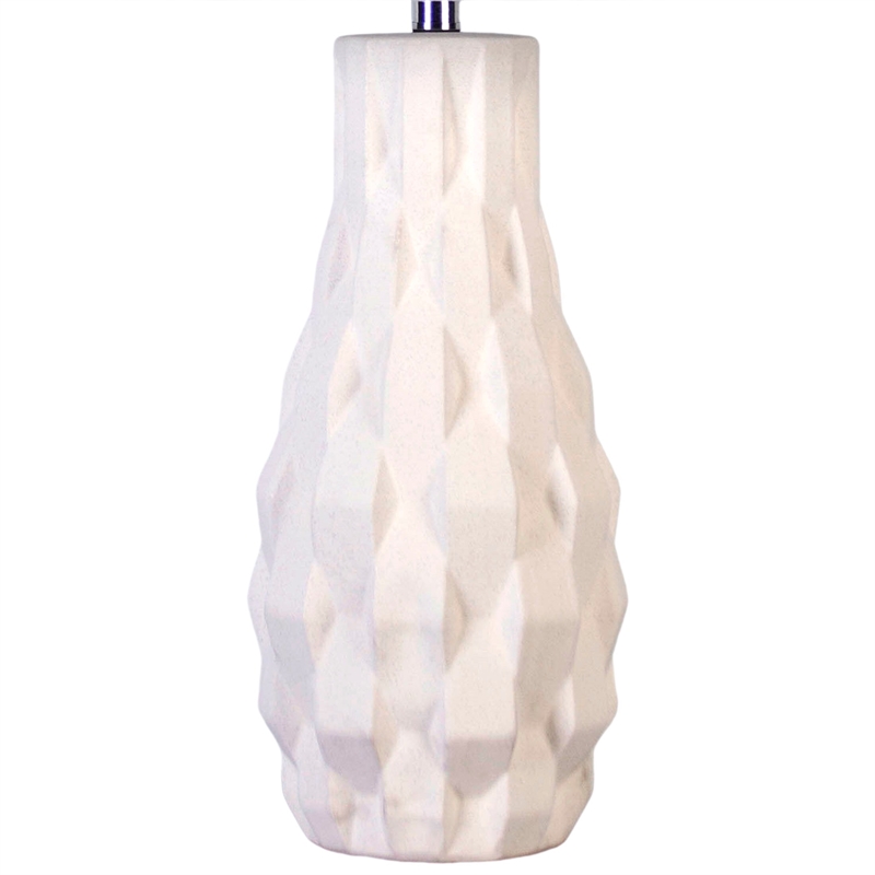 Maklaine Set of 2 Ceramic Table Lamps with Linen Shades in White Sand