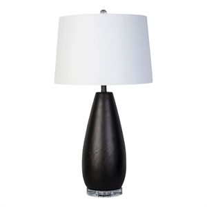 Maklaine 30&quot x 16&quot Concrete Table Lamp in Black Grain with Crystal