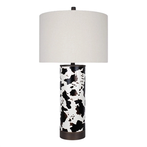 Maklaine 31&quot x 17&quot Table Lamp with Cowhide Pattern Base in Bronze