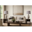 Maklaine Ceramic Table Lamp with Linen Shade in Natural Grey Stone