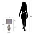 Maklaine Ceramic Table Lamp with Linen Shade in Natural Grey Stone