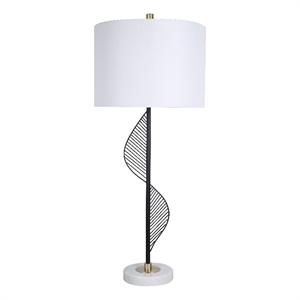Maklaine 33&quot x 14&quot Spiral Table Lamp with Drum Shade in Matte Black