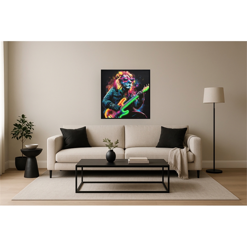 Maklaine Neon Groove II LED Neon Wall Art in Multi-Color Wood Frame