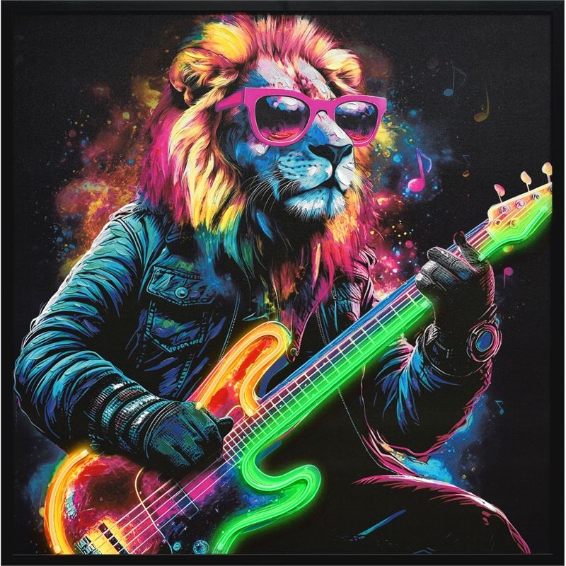 Maklaine Neon Groove II LED Neon Wall Art in Multi-Color Wood Frame