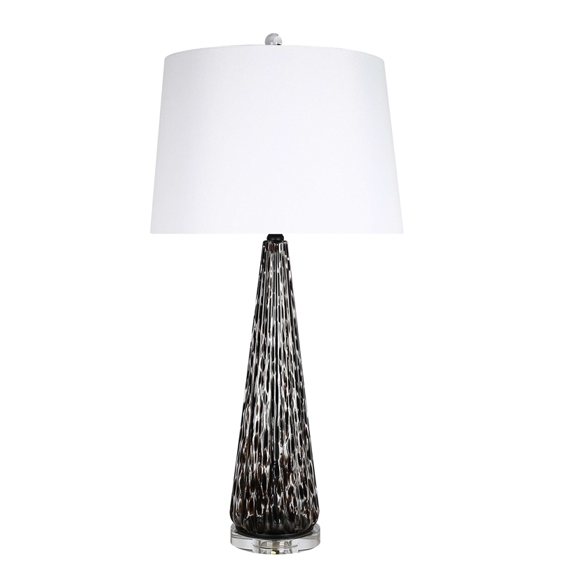 Maklaine Set of 2 Art Glass Table Lamps with Crystal Accents in Black