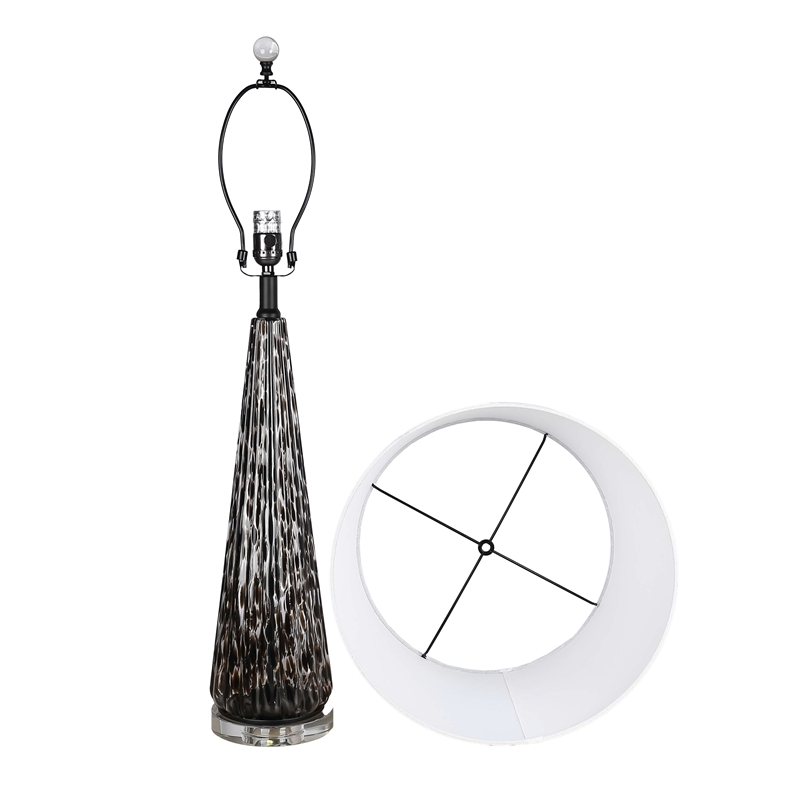Maklaine Set of 2 Art Glass Table Lamps with Crystal Accents in Black