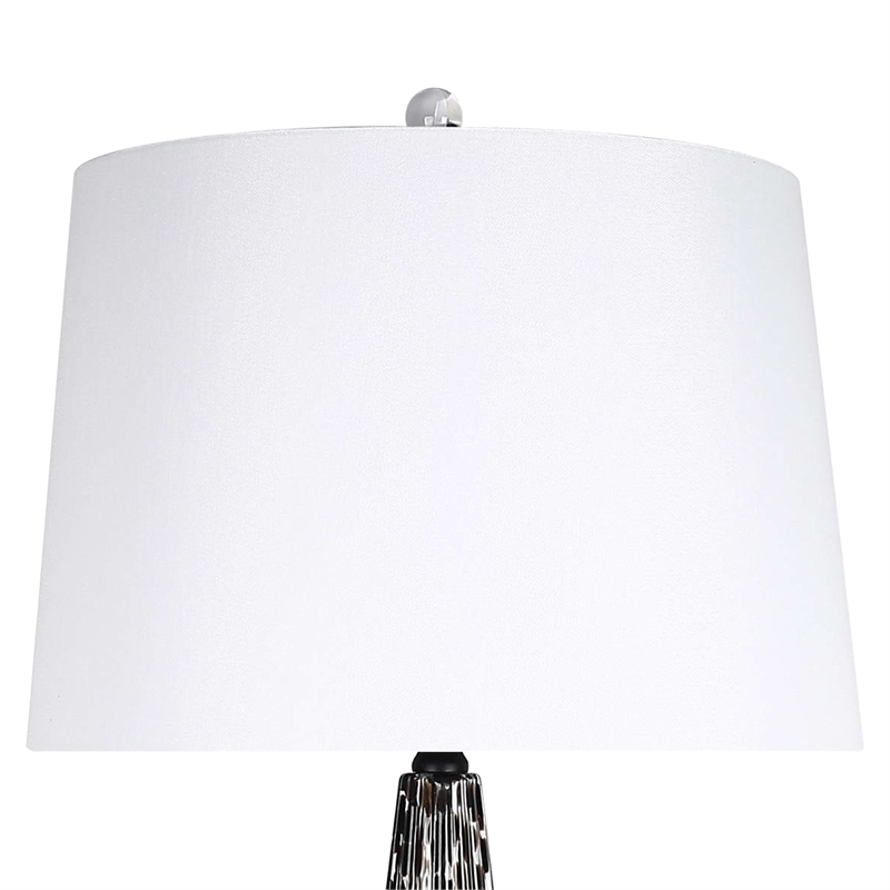 Maklaine Set of 2 Art Glass Table Lamps with Crystal Accents in Black
