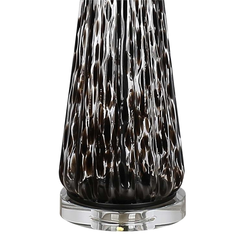 Maklaine Set of 2 Art Glass Table Lamps with Crystal Accents in Black