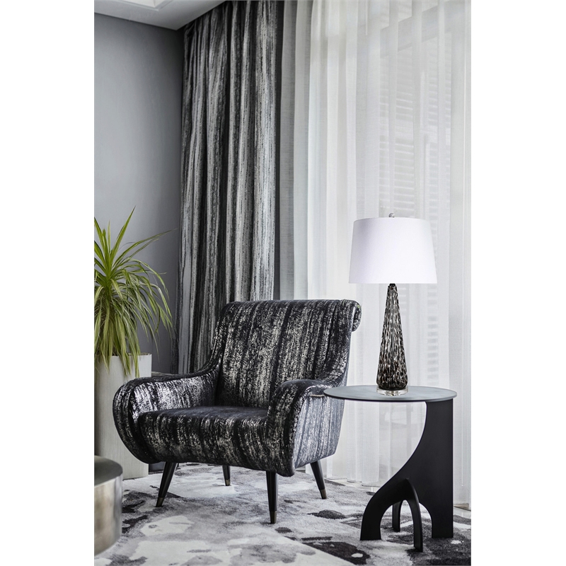 Maklaine Set of 2 Art Glass Table Lamps with Crystal Accents in Black