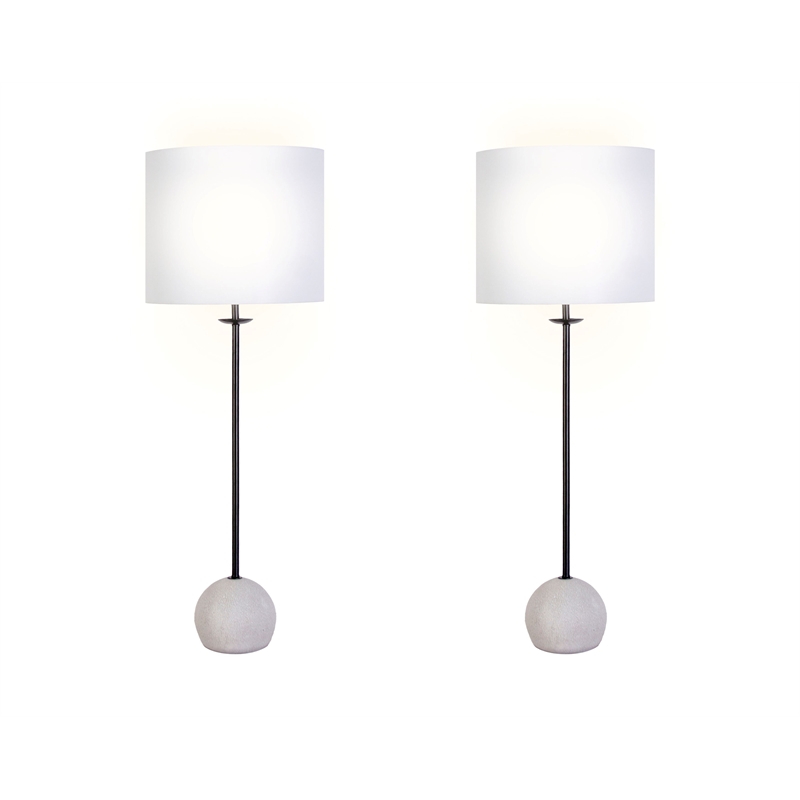 Maklaine Set of 2 Geometric Concrete Buffet Lamps in Matte Black