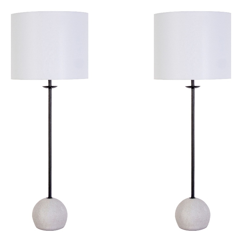 Maklaine Set of 2 Geometric Concrete Buffet Lamps in Matte Black