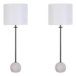 Maklaine Set of 2 Geometric Concrete Buffet Lamps in Matte Black