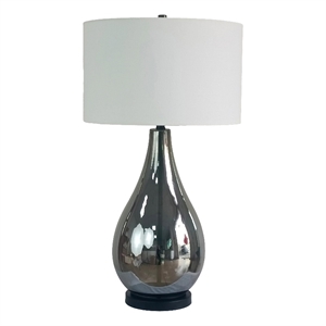 Maklaine Set of 2 32&quot x 18&quot Teardrop Table Lamps in Smoke Pearl