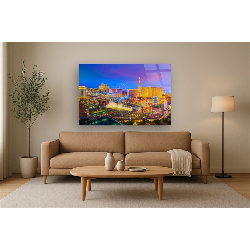 Maklaine Las Vegas NV Tempered Glass Wall Art 60