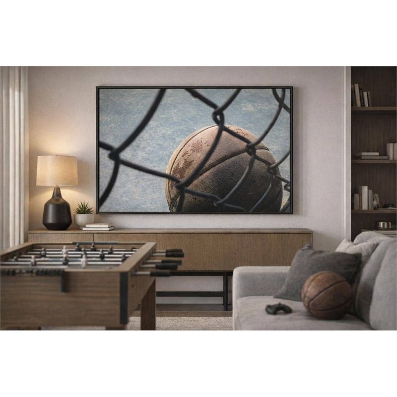 Maklaine Fence Line Court Framed Canvas 28