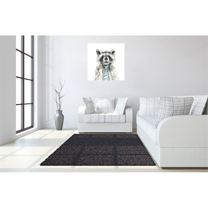 Maklaine Watercolor Raccoon with Tie Canvas Art in Multi-Color