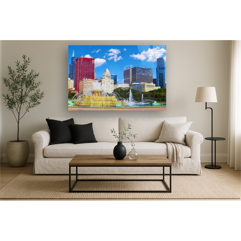 Maklaine Chicago Skyline Tempered Glass Art 60