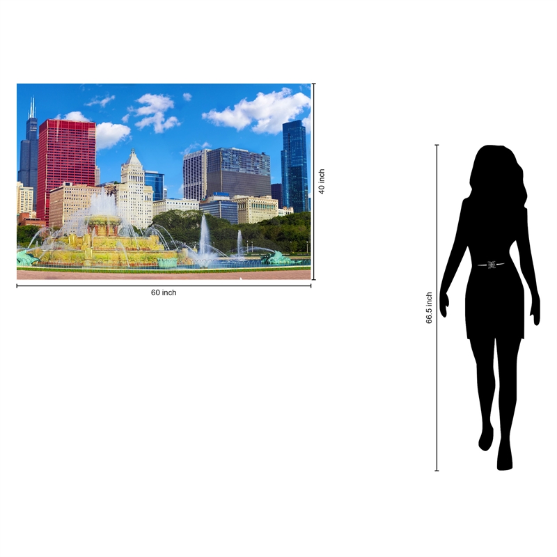 Maklaine Chicago Skyline Tempered Glass Art 60