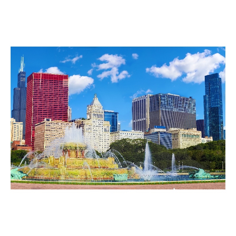 Maklaine Chicago Skyline Tempered Glass Art 60