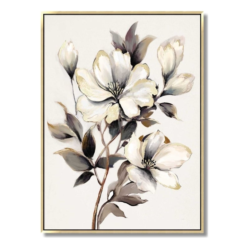 Maklaine Gilded Whisper Floral Canvas Art 35
