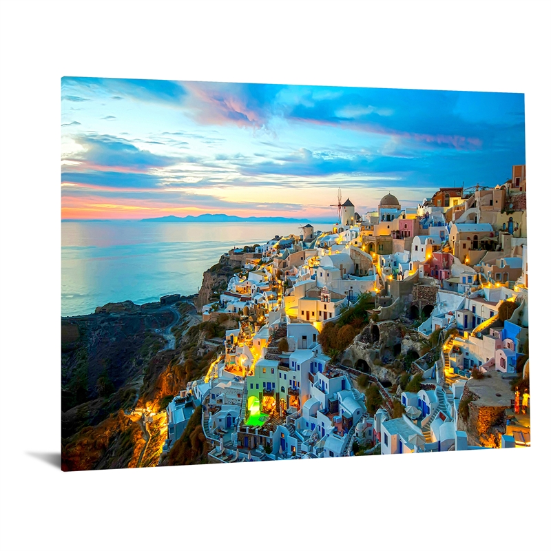 Maklaine Santorini Tempered Glass Wall Art 60