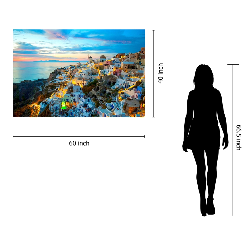Maklaine Santorini Tempered Glass Wall Art 60
