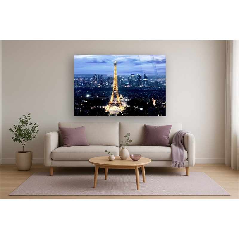 Maklaine Paris at Night Tempered Glass Wall Art 60