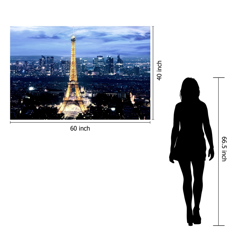 Maklaine Paris at Night Tempered Glass Wall Art 60