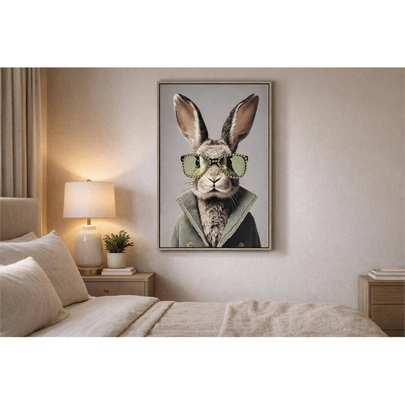 Maklaine Velvet Hare I Framed Canvas Art 24