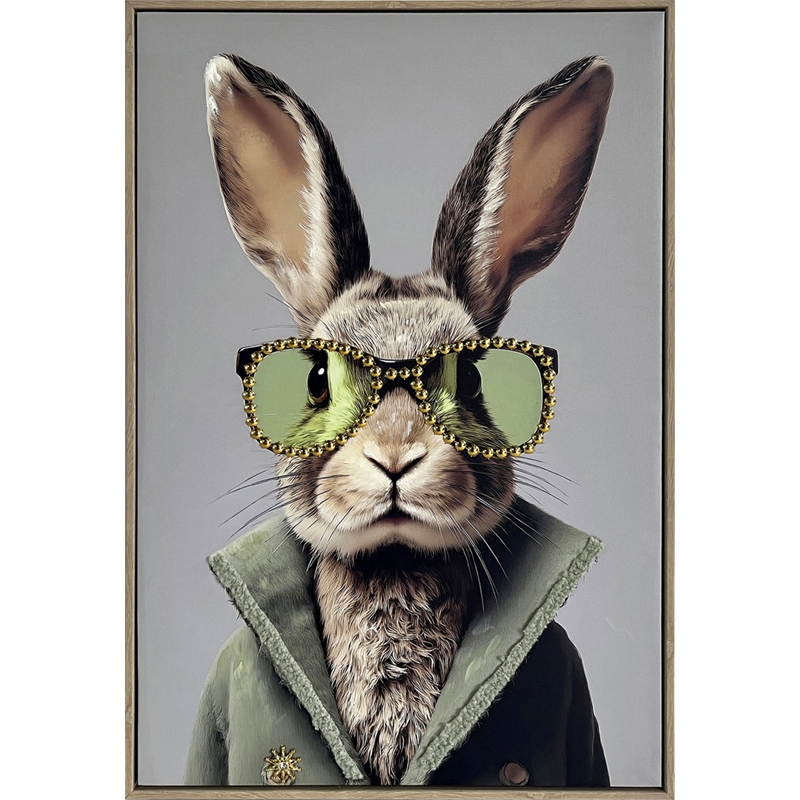 Maklaine Velvet Hare I Framed Canvas Art 24