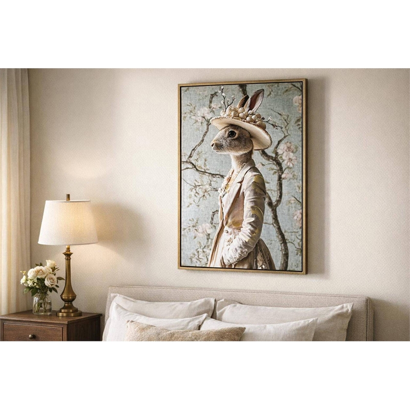 Maklaine Garden Hare II Hand-Embellished Canvas 24