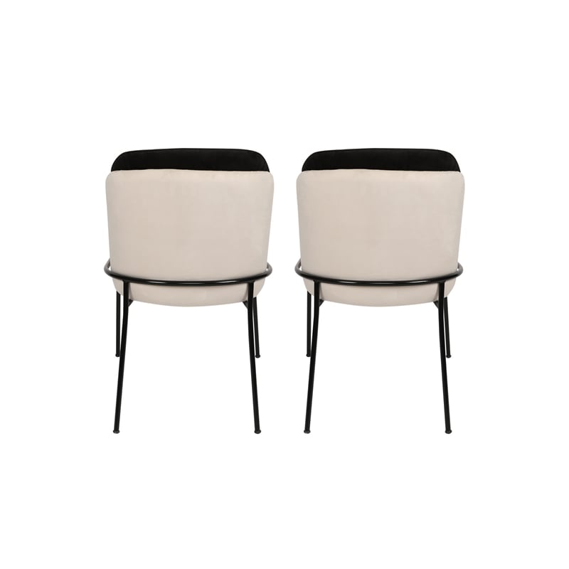 Maklaine Black Cream Velvet Chair Set of 2 with Metal Frame 33.86