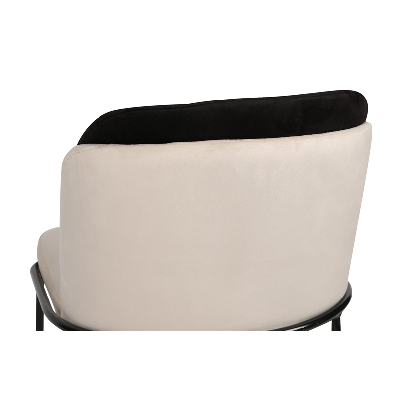 Maklaine Black Cream Velvet Chair Set of 2 with Metal Frame 33.86