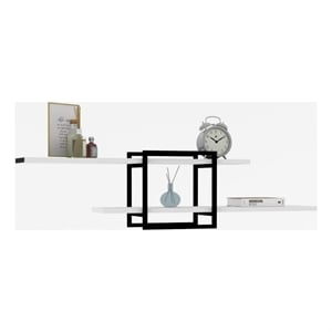 Maklaine White Wall Mounted Display Shelf with 40 x 20 Oven Painted Profile