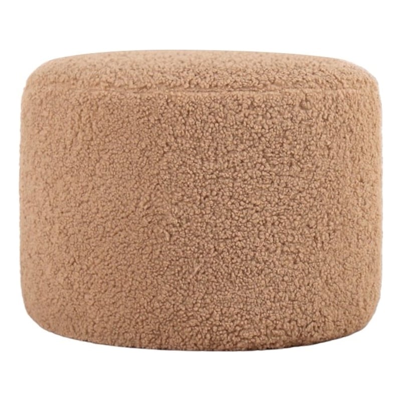 Maklaine Coffee Faux Fur Pouffe with Orthopedic Sponge and Hidden Legs