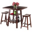 Kingfisher Lane 3-Piece Square Counter Height Solid Wood Dining Set in Walnut