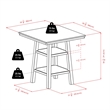Kingfisher Lane 3-Piece Square Counter Height Solid Wood Dining Set in Walnut