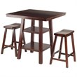 Kingfisher Lane 3-Piece Square Counter Height Solid Wood Dining Set in Walnut