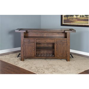 Kingfisher Lane 78&quot Farmhouse Wood Bar Unit in Medium Brown