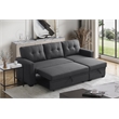 Kingfisher Lane Transitional Fabric Reversible Sleeper Sectional in Dark Gray