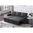Kingfisher Lane Transitional Fabric Reversible Sleeper Sectional in Dark Gray