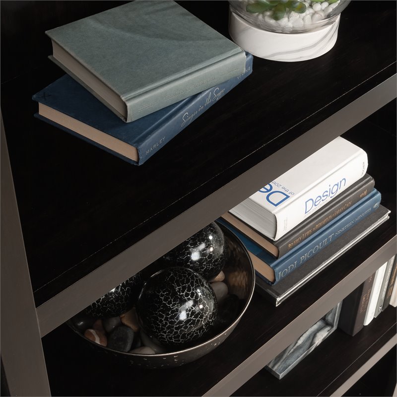 Kingfisher Lane Traditional Engineered Wood 5-Shelf Bookcase in Estate Black