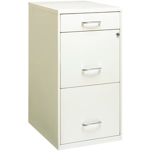 Kingfisher Lane 3-Drawer Contemporary Metal Filing Cabinet in Pearl White