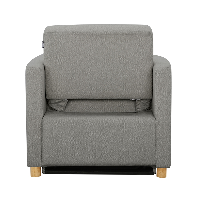 Kingfisher Lane Modern Convertible Chair in Gray Fabric Upholstery