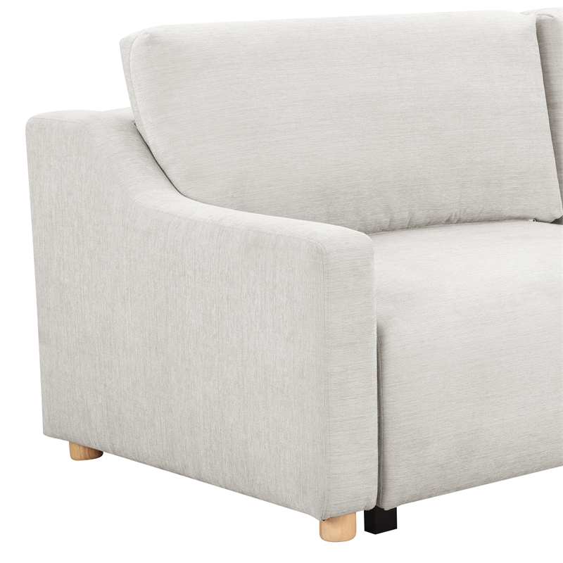 Kingfisher Lane Modern Convertible Sofa in Cream Fabric Upholstery